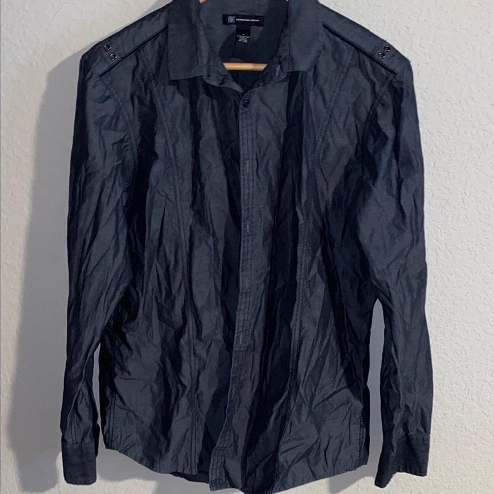 BUTTON DOWN SHIRT SIZE L DARK BLUE/black